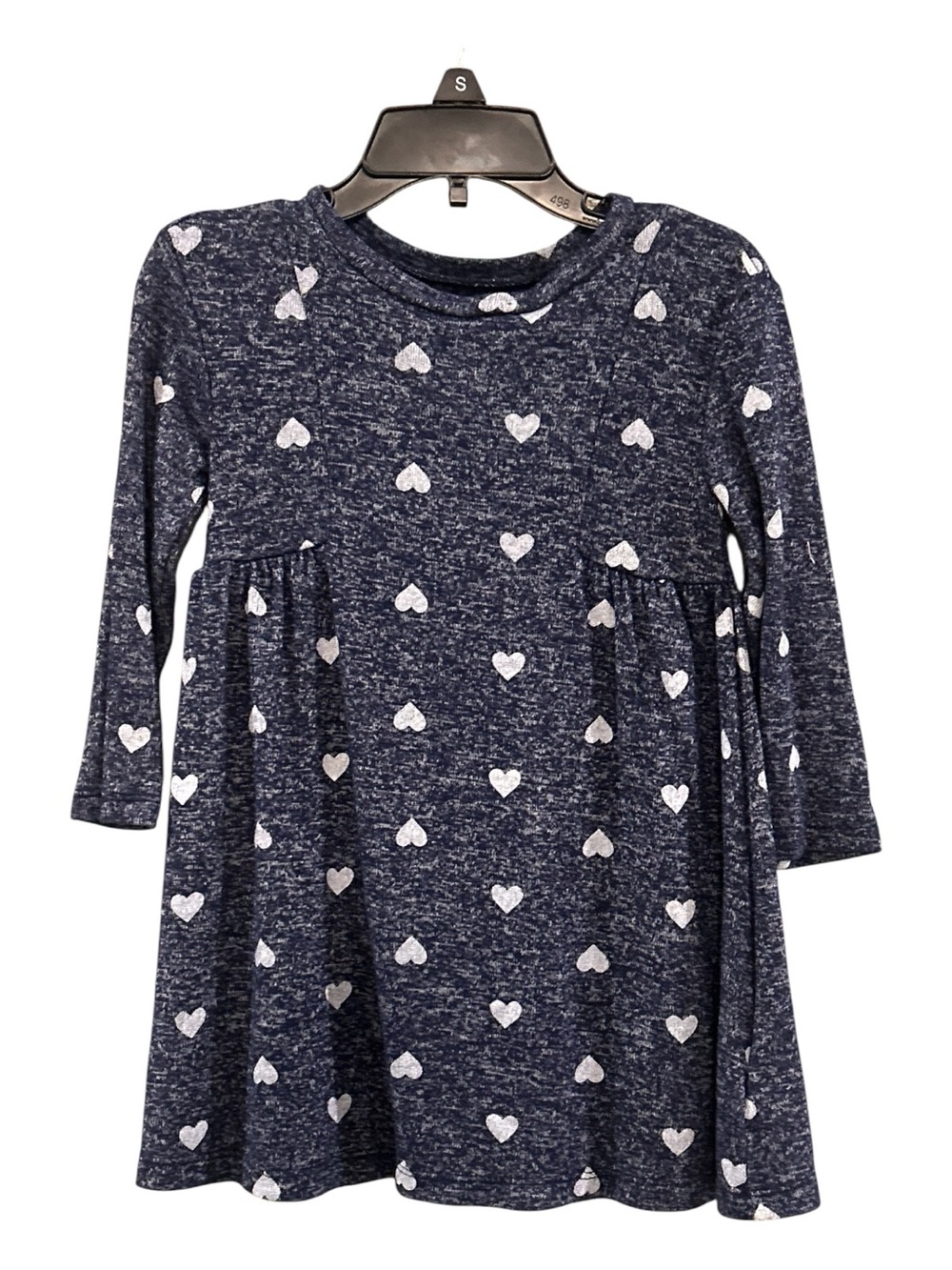 Girls' Navy Heart Print Long-Sleeve Dress baby gap size 2